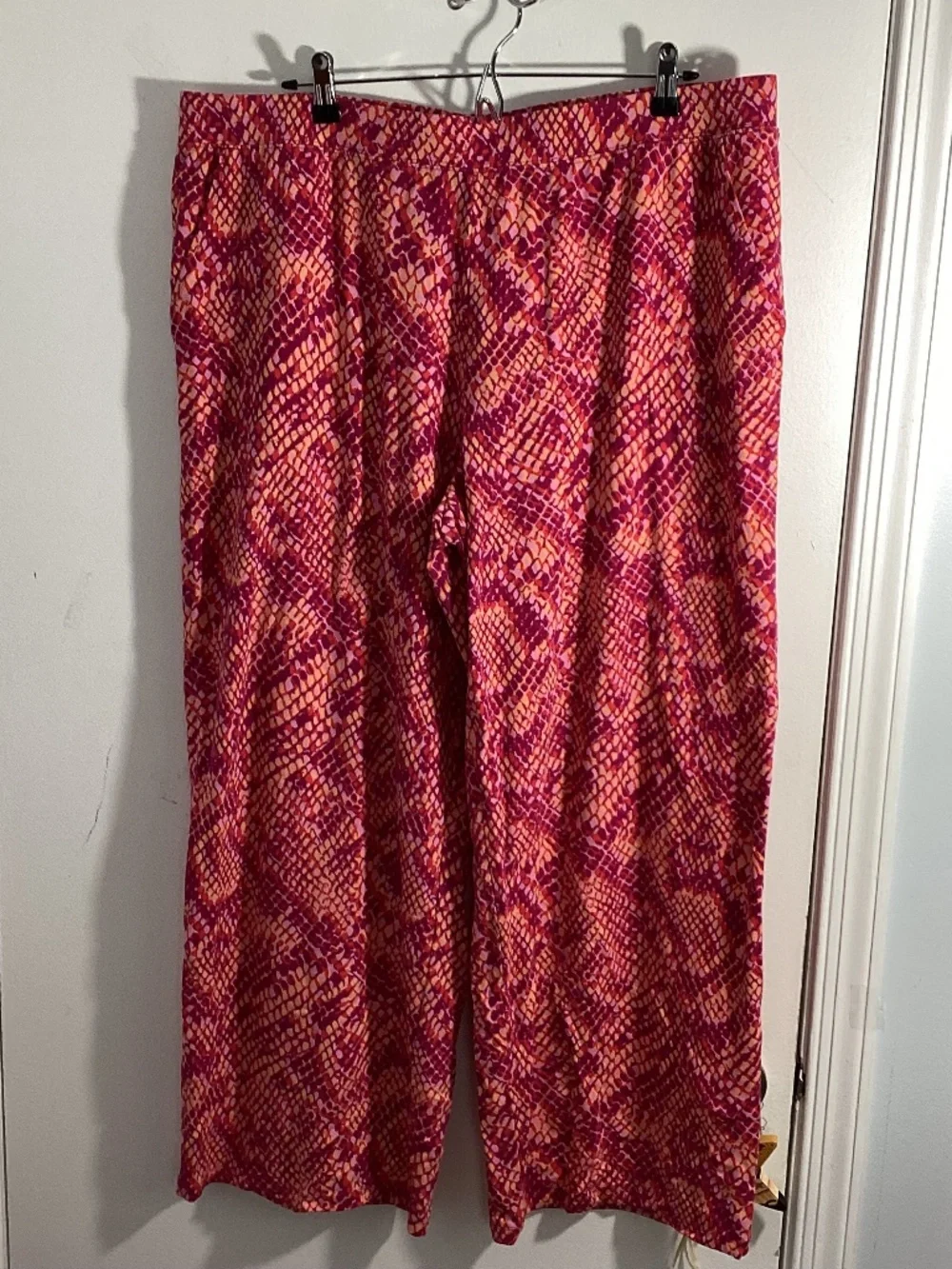 D & CO. BEACH XL WIDE LEG PINK PURPLE GEOMETRIC PRINT COTTON/VISCOSE BLEND - Picture 1 of 8